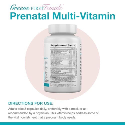 Greens First Female Prenatal Vitamin with Vegan DHA - Pregnancy Multivitamin Supplement