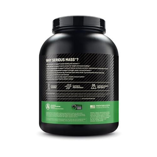Optimum Nutrition Serious Mass, Weight Gainer Protein Powder, Chocolate, 6 Pound