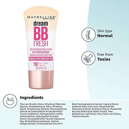 Maybelline Dream Fresh Skin Hydrating BB cream, 8-in-1 Skin Perfecting Beauty Balm with Broad Spectrum SPF 30