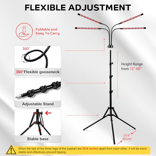 Devowellte Red Light Lamp for Face, 80 LEDs Red Light Lamp Height Free Adjustment Infrared Light