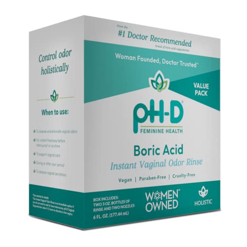 pH-D Feminine Health - Instant Odor Rinse with Boric Acid for Vaginal Odor - Vegan, Paraben-Free