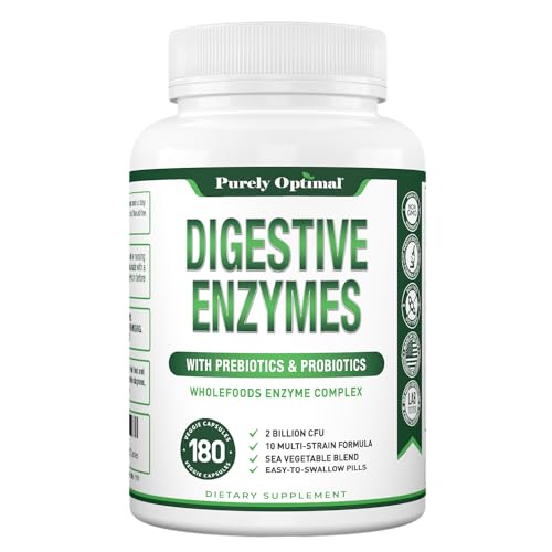 Purely Optimal Premium Digestive Enzymes Plus Prebiotics & Probiotics - for Better Digestio