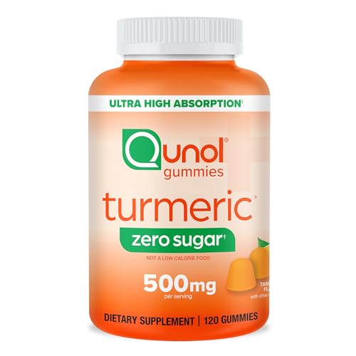 Qunol Zero Sugar Turmeric Gummies, Gummy with 500mg Turmeric Curcumin, Joint Supp