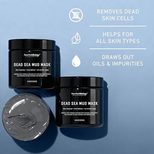 New York Biology Dead Sea Mud Mask for Face and Body - Spa Quality Pore Refiner for Oily Skin - Natural Skincare for Women & Men