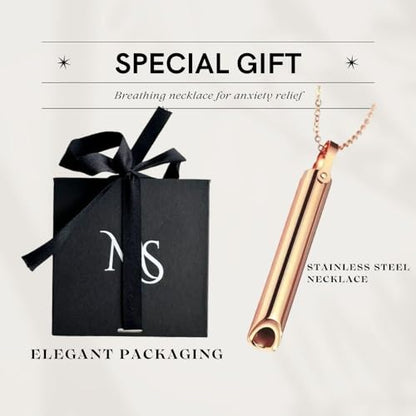 Mariscal Anxiety Breathing Necklace - Rose Gold Anti Anxiety Necklace Breathing for Women and Men