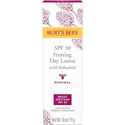 Burt's Bees Renewal SPF 30 Firming Day Face Lotion (1.8 oz) - Natural Retinol Alternative (Bakuchiol) Sunscreen