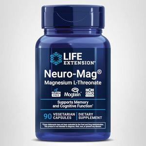 Life Extension Neuro-Mag Magnesium L-Threonate, Memory Health, Quick Thinking, Cognitive Health Support, Vegetarian, Non-GMO, 90 Vegetarian Capsules (144 mg from 2000 mg Magtein magnesium L-threonate Life ExtensionBuy Supplements Australia