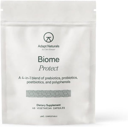 Adapt Naturals 4-in-1 Biome Protect Prebiotics, Probiotics, Postbiotics - & Polyphenols Supplement for Microbiome - Supports Immune & Gut Health, & Mental Clarity for Women & Men - 30 Day Supply