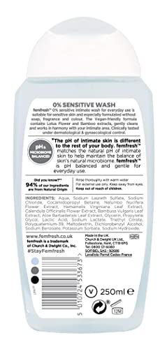 Femfresh Intimate Skin Care 0% Wash, 250ml