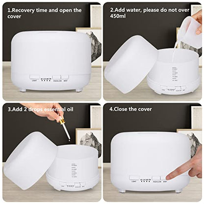 Hianjoo 450ml Essential Oil Diffuser, Electric Aroma Ultrasonic Aromatherapy Fragrant Oil