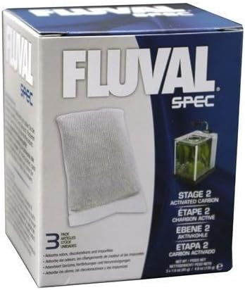 Fluval Spec/Evo/Flex Activated Carbon, Replacement Aquarium Filter Media, 3-Pack, A1377 - Replacement Aquarium Filter Media