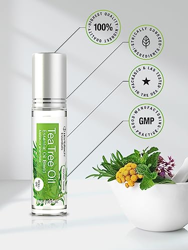 Horbaach Tea Tree Essential Oil Roll On Blend | .33 fl oz (Pack of 2) | Roller for Skin