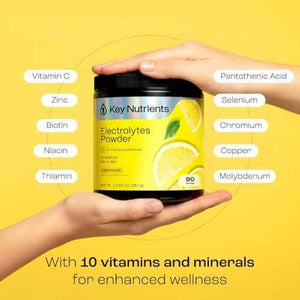 KEY NUTRIENTS Electrolytes Powder Bundle, Lemonade 90 Servings + Electrolyte Powder Packets Variety Pack 10 Count, Sugar Free Hydration Drink Mix with Vitamins & Minerals, No Calories