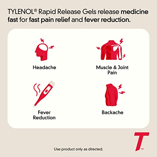 Tylenol Extra Strength Acetaminophen Rapid Release Gels for Pain & Fever, 50 Count