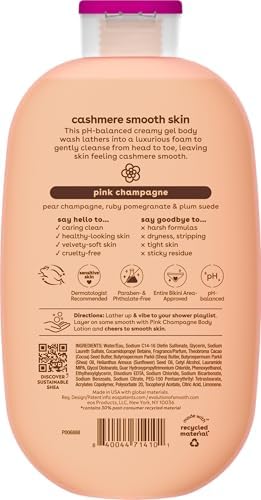 eos Cashmere Body Wash Pink Champagne 16 fl oz – Moisturizing Creamy Gel with Shea Butter