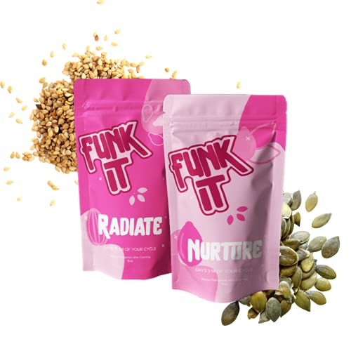Funk It Wellness Seed Cycling Kit | Organic PMS Relief | Monthly Supply | Soothe Cramps, Hormonal Acne