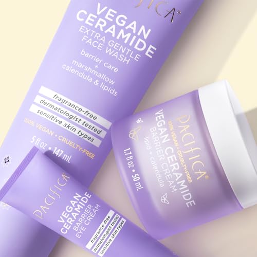 Pacifica Vegan Ceramide Barrier Eye Cream - Hydrating Under Eye Moisturizer for Sensitive Skin - Fragrance-Free Treatment (0.5 fl. oz)