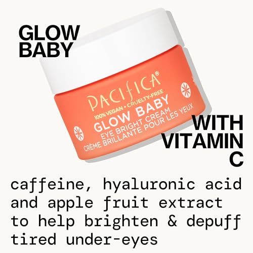 Pacifica Glow Baby Brightening Eye Cream - Vitamin C & Caffeine-Infused Treatment for Dark Circles & Puffiness (0.5 oz)