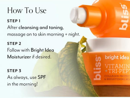 Bliss Bright Idea Vitamin C Eye Cream – Brightening Anti-Aging Eye Cream with Tri-Peptide & Licorice Root 0.5 oz
