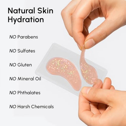 MAREE Pink Eye Gels - Marine Collagen Under Eye Patches with Rose Water for Dark Circles & Puffy Eyes