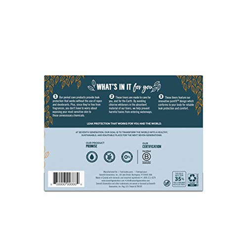 Seventh Generation Pantiliner Pads, Free & Clear, 50 Count