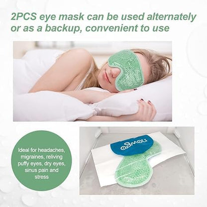 NEWGO Cooling Eye Mask Cold Ice Pack – Puffy Eyes, Dark Circles, Headache & Stress Relief (Blue/Green 2 Pack)