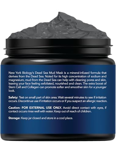 New York Biology Dead Sea Mud Mask for Face, Body - with Stem Cell and Collagen - Spa Quality Pore Refiner for Oily Skin