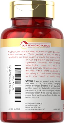 Carlyle Vitamin K2 MK7 100mcg | 200 Vegan Capsules | Menaquinone-7 Supplement