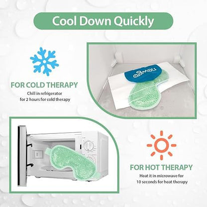 NEWGO Cooling Eye Mask Cold Ice Pack – Puffy Eyes, Dark Circles, Headache & Stress Relief (Blue/Green 2 Pack)
