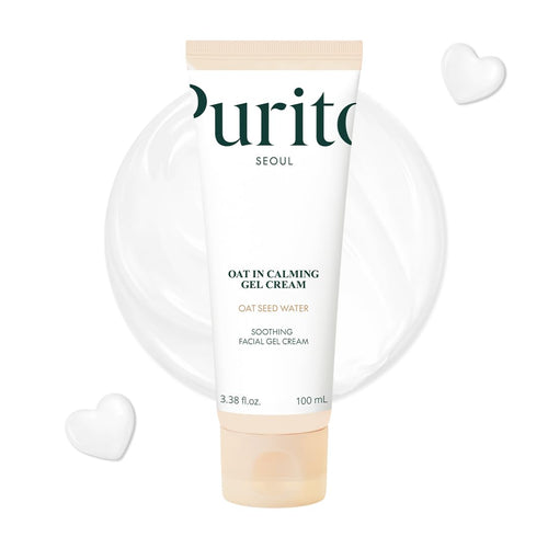 PURITO Oat In Calming Gel Cream, Non-Comedogenic, 77% Oat Seed Water Lightweight Water-Gel Face Moisturizer, Fragrance-Free, Vegan Korean Skincare, Sensitive & Blemish-Prone Skin, 100 mL
