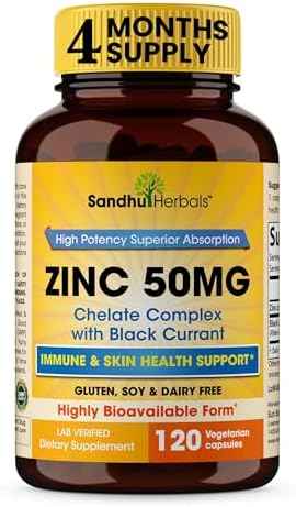 SANDHUHERBALS Zinc 50mg Bundle with Papaya Leaf Extract Capsules (120 Count Each) - Supports Immune Health for Men & Women