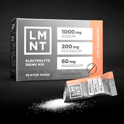 LMNT Zero-Sugar Electrolytes - Grapefruit Salt - Hydration Powder Packets | No Dodgy