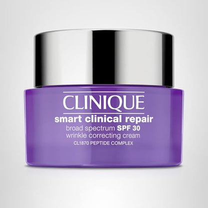 Clinique Smart Clinical Repair Broad Spectrum SPF 30 Wrinkle Correcting Cream (50ml / 1.7 Fl Oz) – Daily Anti-Aging Defense with Peptides & Hyaluronic Acid