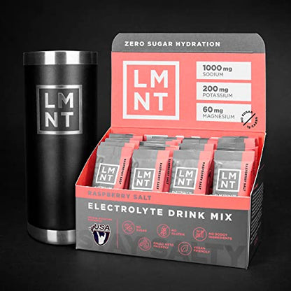 LMNT Zero-Sugar Electrolytes - Raspberry Salt - Hydration Powder Packets | No Dodgy