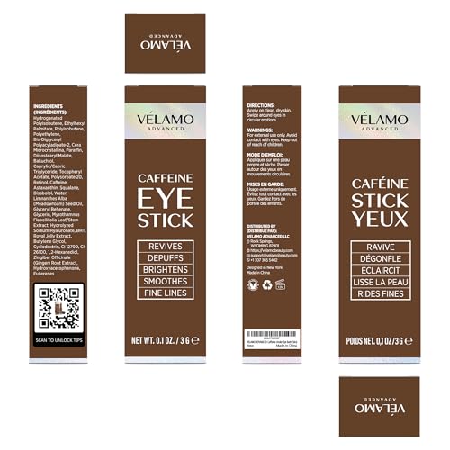 VELAMO Advanced Caffeine Eye Stick – Energizing & Hydrating Under Eye Balm for Dark Circles & Puffiness (2 Pcs)
