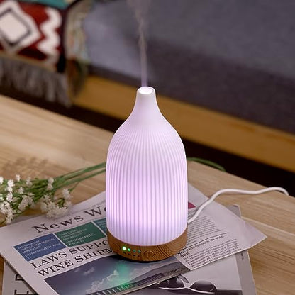 Coolego Ceramic Diffuser, 100ml Essential Oil Diffuser Ultrasonic Cool Mist Aromatherapy Diffuser
