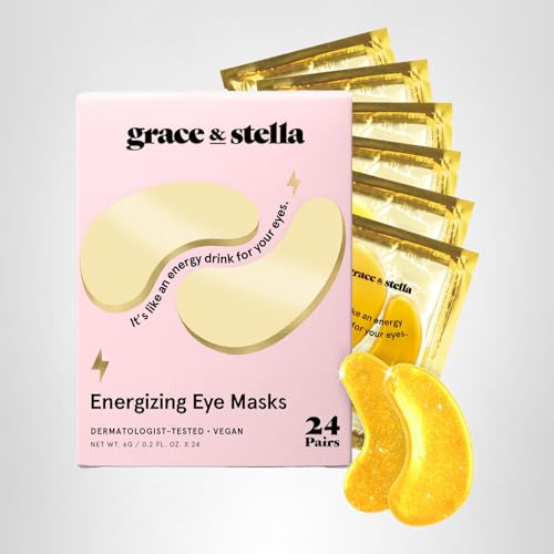 grace & stella Gold Under Eye Mask - 24 Pairs - Vegan Gel Patches for Dark Circles & Puffy Eyes