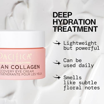Pacifica Beauty Vegan Collagen Overnight Recovery Eye & Face Cream - Hyaluronic Acid & Vitamin C Hydrating Treatment (0.5 fl. oz / 15ml)