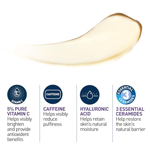 CeraVe Skin Renewing Vitamin C Eye Cream (0.5 Fl. Oz) - Brightening Eye Cream with Caffeine, Hyaluronic Acid & 3 Essential Ceramides