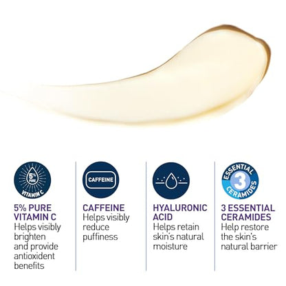 CeraVe Skin Renewing Vitamin C Eye Cream (0.5 Fl. Oz) - Brightening Eye Cream with Caffeine, Hyaluronic Acid & 3 Essential Ceramides