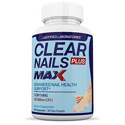 Justified Laboratories (3 Pack) Clear Nails Plus Max Pills 40 Billion CFU Probiotic 60 Caps