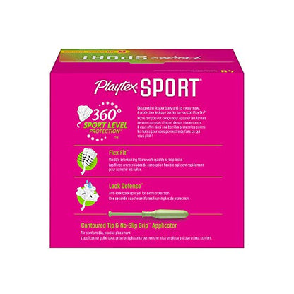 Playtex Sport Tampons, Regular Absorbency, Fragrance-Free - 48ct (Packaging May Vary)