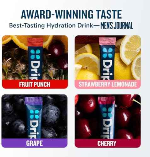 DripDrop Hydration Bold & Juicy Variety Bundle Electrolyte Packets, 64 Ct - Grape, Fruit Punch, Strawberry Lemonade, Cherry, Watermelon, Berry, Lemon, Orange; Single Serve Powder Drink Mix