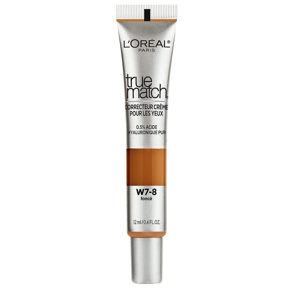 L’Oréal Paris True Match Eye Cream in a Concealer (0.4 fl. oz) - 0.5% Hyaluronic Acid - Shade: Dark W7-8 (Warm)
