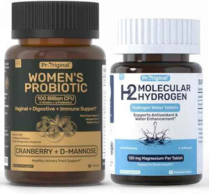 12 PPM Molecular Hydrogen Tablets & Women’s Probiotic with Prebiotics - Daily Wellness Routine for Women - 2 Items