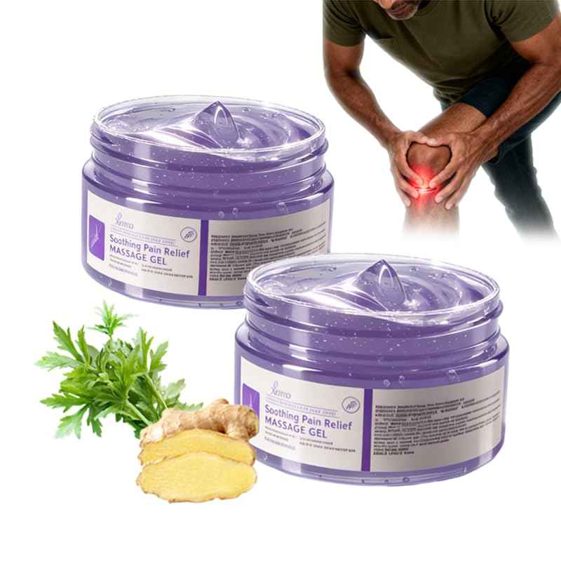 2 Tubes of Soothing Massage Gel, Suitable for Daily use - 3.53 oz. Provides Cooling Relief for Knees, Waist, Neck, Back, Shoulders, Hands, and feet. Contains Mugwort and Ginger extracts.