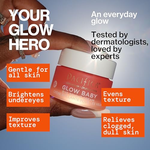 Pacifica Glow Baby Brightening Eye Cream - Vitamin C & Caffeine-Infused Treatment for Dark Circles & Puffiness (0.5 oz)