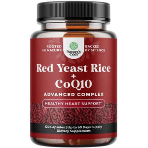 Natures Craft Red Yeast Rice with CoQ10 Supplement - Advanced Healthy Heart & Healthy Cholesterol Levels Formula for Men & Women - Red Yeast Rice Capsules with 1200 mg
