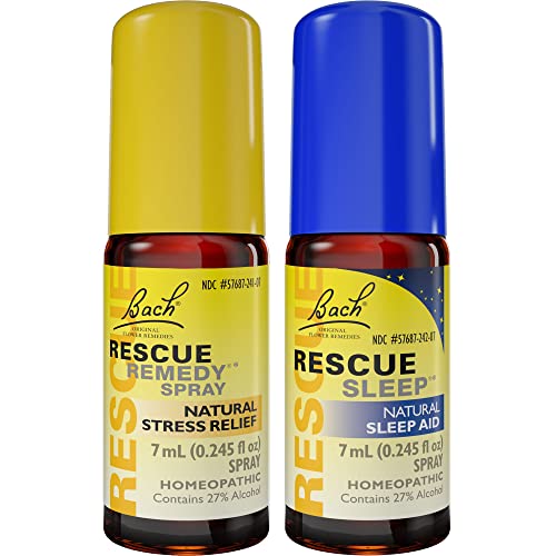 Day & Night Bundle, Bach RESCUE REMEDY Spray, Natural Stress Relief [and] RESCUE SLEEP Spray