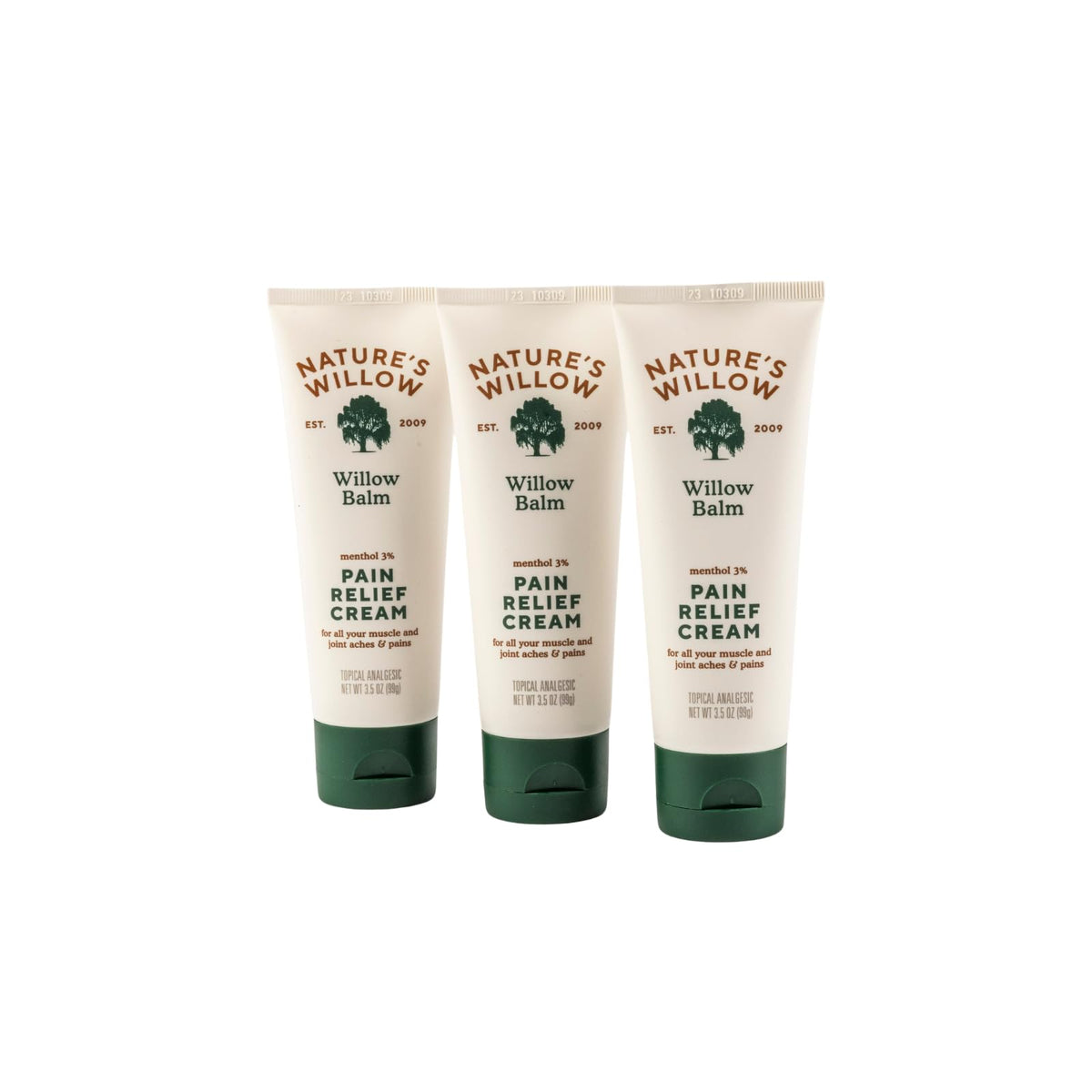 Nature's Willow Willow Balm Natural Pain Relief Cream for Muscles & Joints | Fast-Acting with Willow Bark & Menthol | Free from Artificial Fragrances & Dyes | 3-Pack | 3.5 fl oz